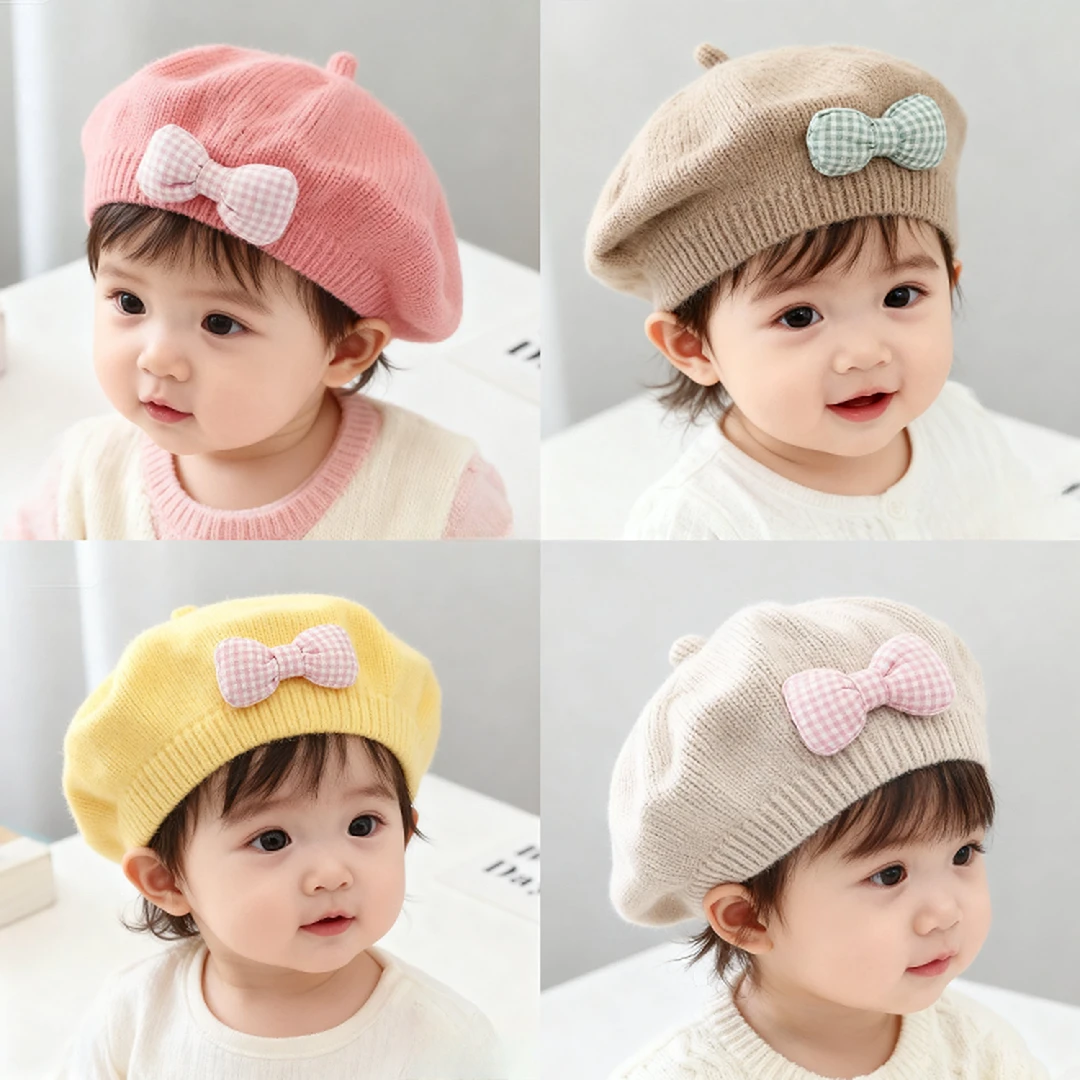 儿童贝雷帽女宝宝帽子秋冬季韩版洋气婴幼儿女童针织毛线画家帽潮