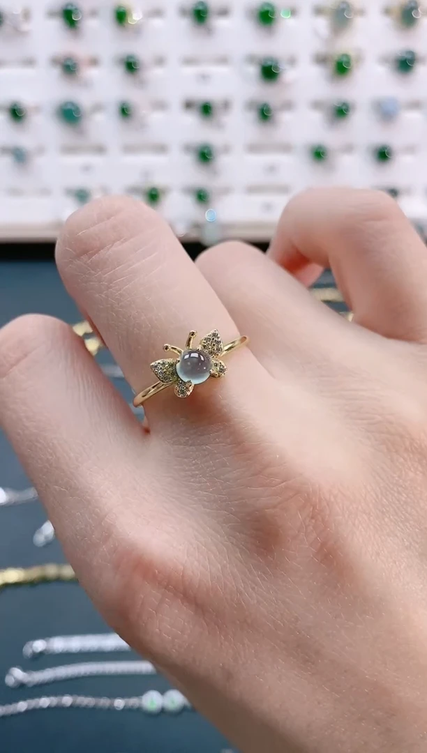 【闪购商品】翡翠戒指银S925镶嵌天然翡翠