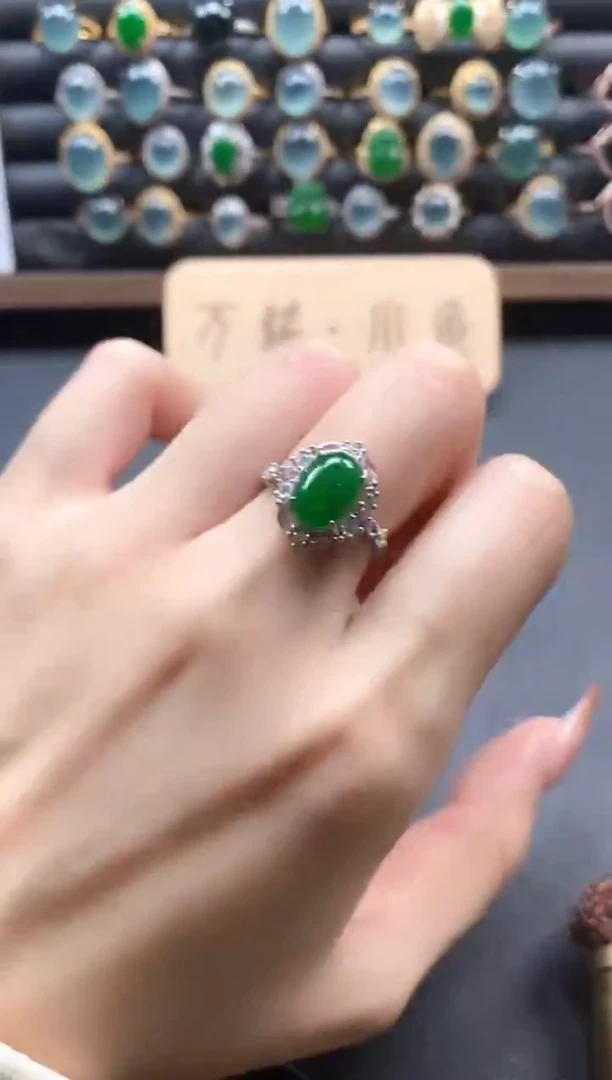 银S925镶嵌戒指翡翠51151