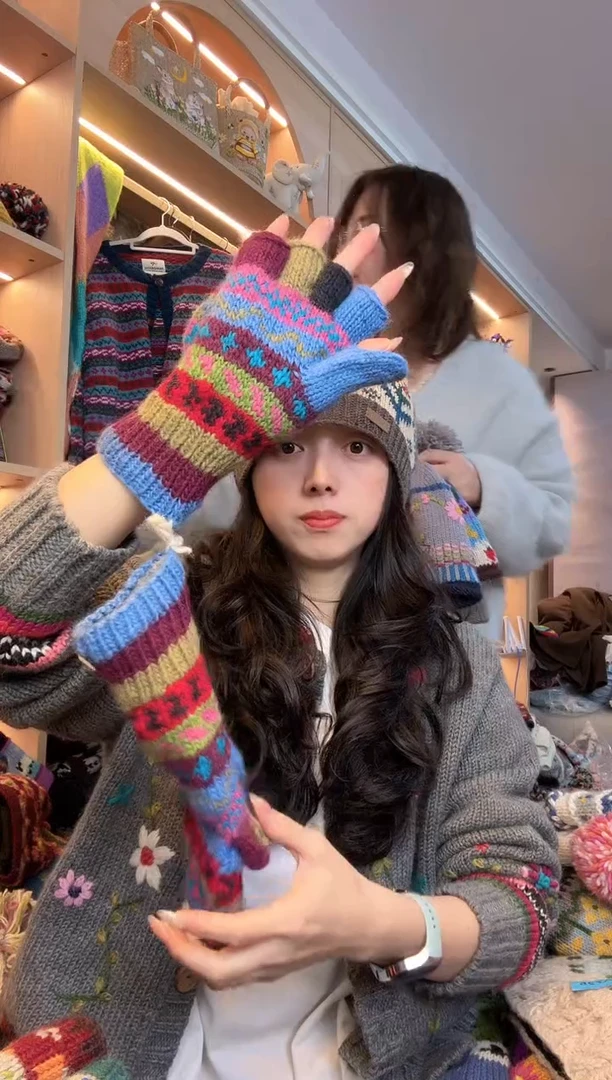 纯棉千*五指手套740