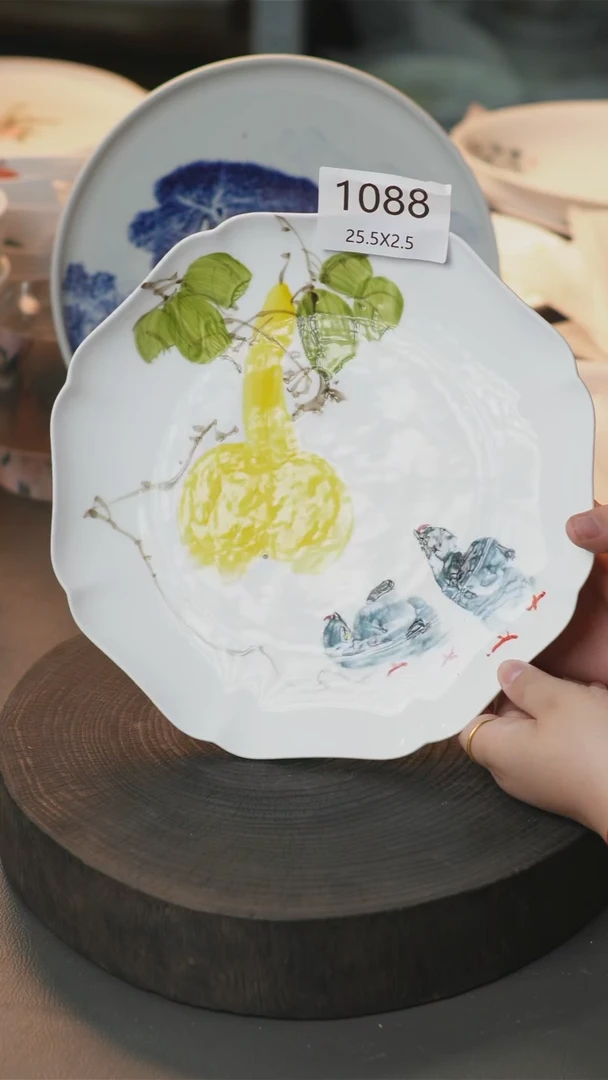 盘手绘釉下彩陶瓷餐具（微瑕）1088