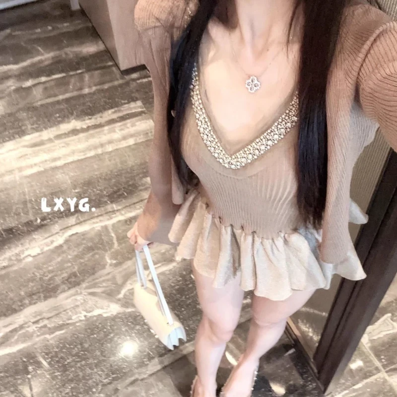 小香风轻奢名媛吊带背心针织开衫女两件套2025秋季新款时尚上衣潮