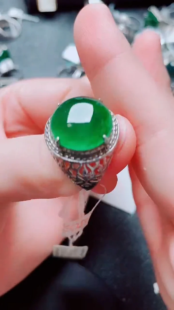 银S925镶嵌戒指翡翠翡翠