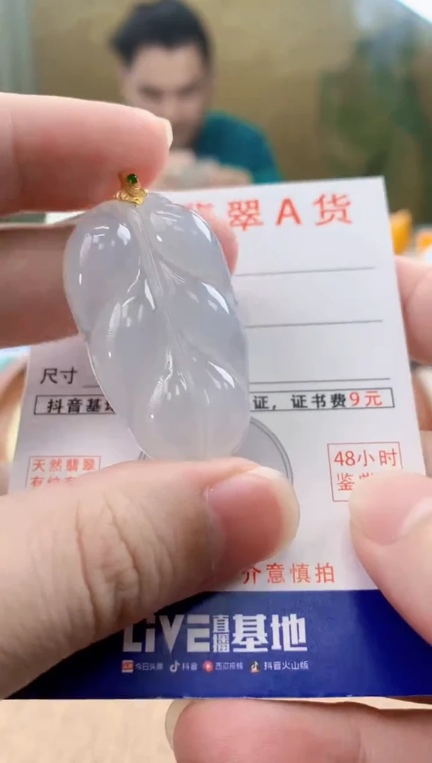 颈饰18K金镶嵌翡翠天然A货翡翠挂件