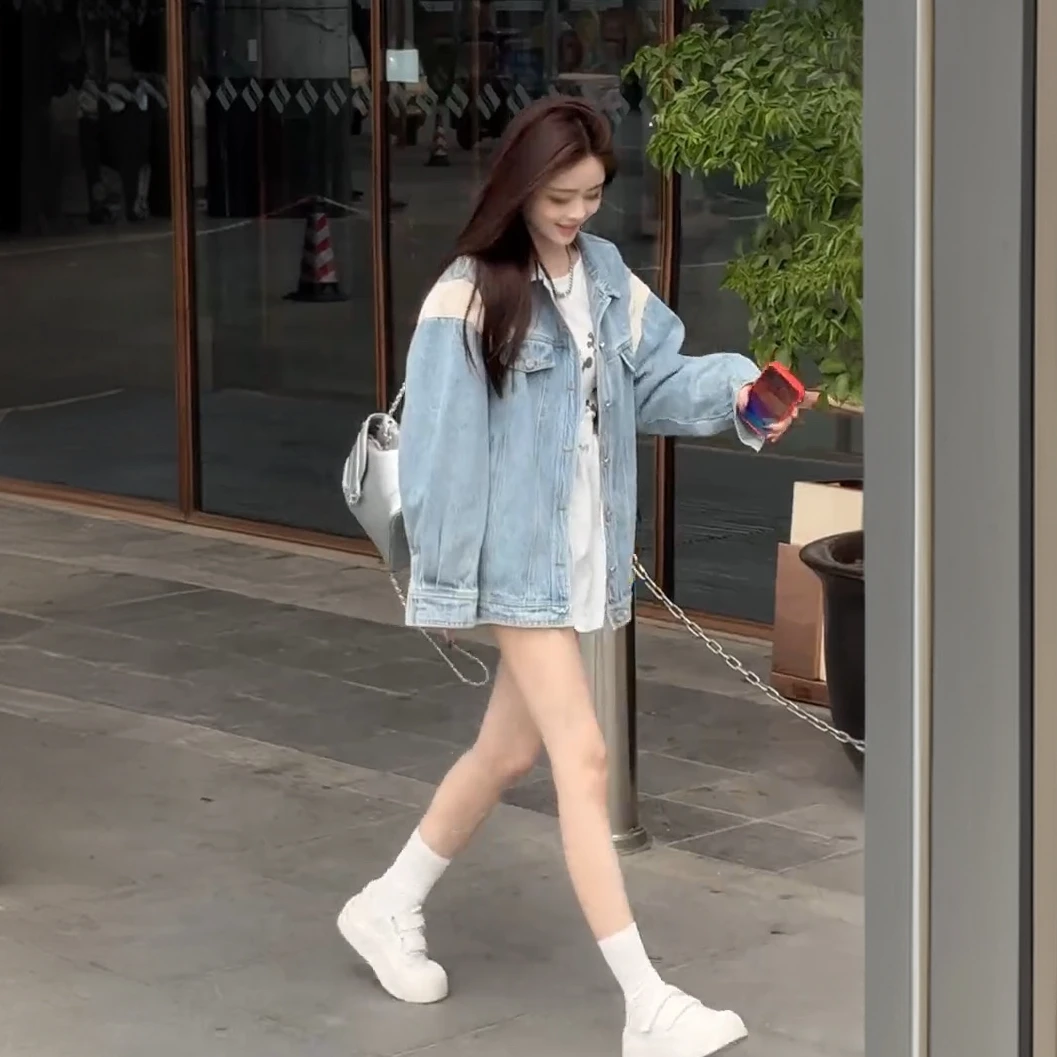 港风复古牛仔外套女2025春季新款韩版宽松减龄休闲百搭上衣外套女