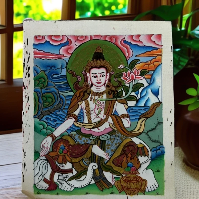纯手绘唐卡普贤菩萨（龙蛇）