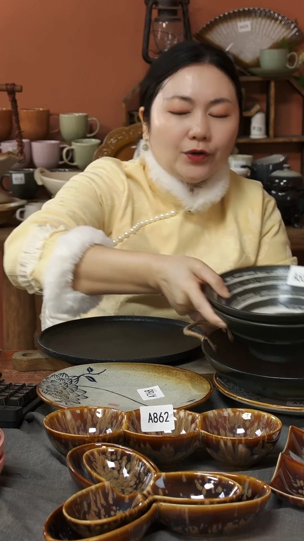 陶瓷8英寸斗笠碗【2个】A665微瑕黑色汤碗