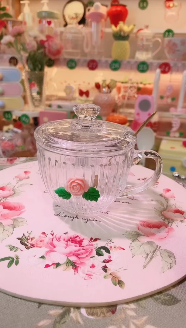 摆件品质好发货快放心拍！玻璃带盖早餐杯