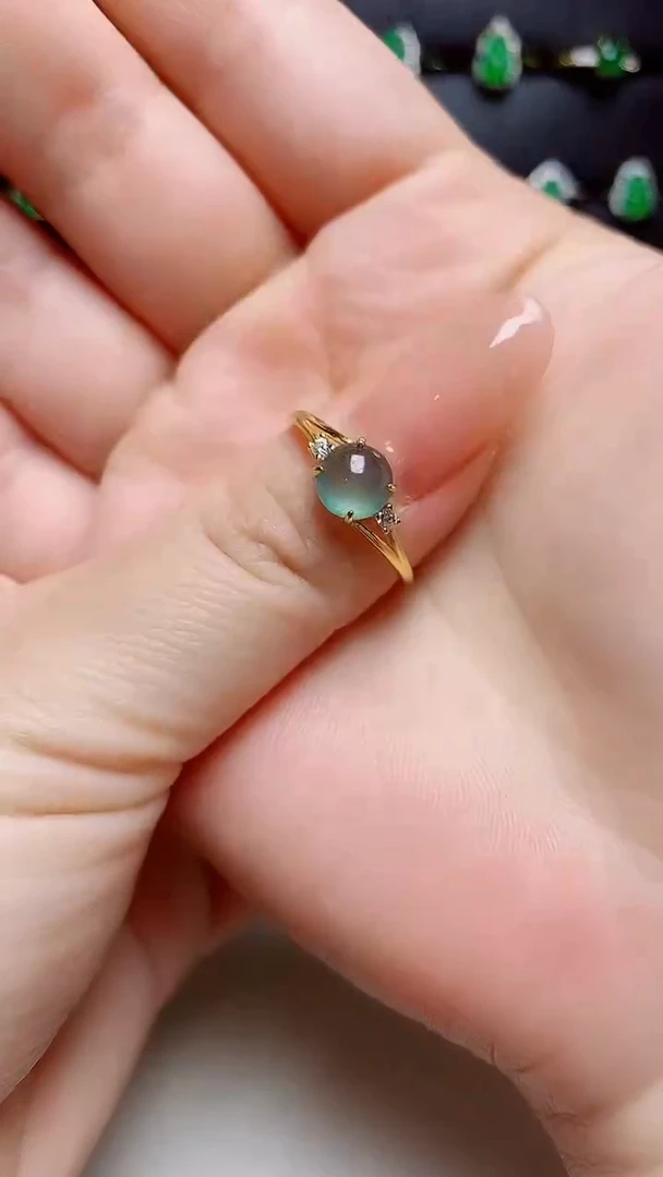 翡翠戒指银S925镶嵌天然翡翠s925银镶嵌