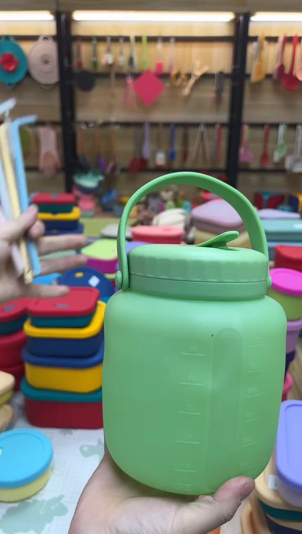 硅胶半透绿色-1500ml圆形硅胶桶