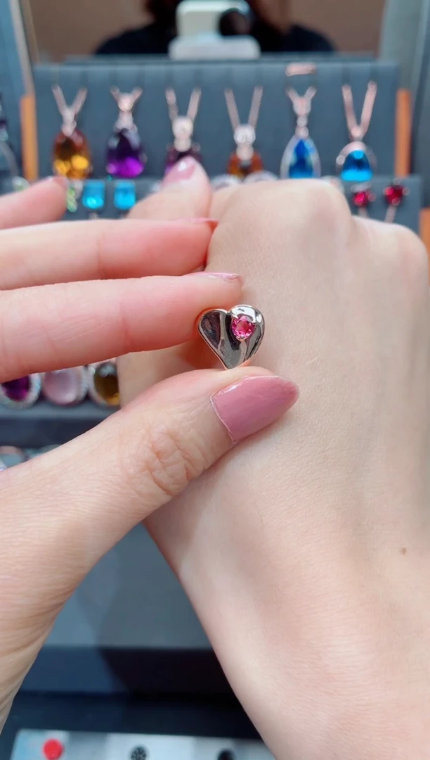 银S925镶嵌吊坠碧玺笑****5碧玺吊坠（不含链）