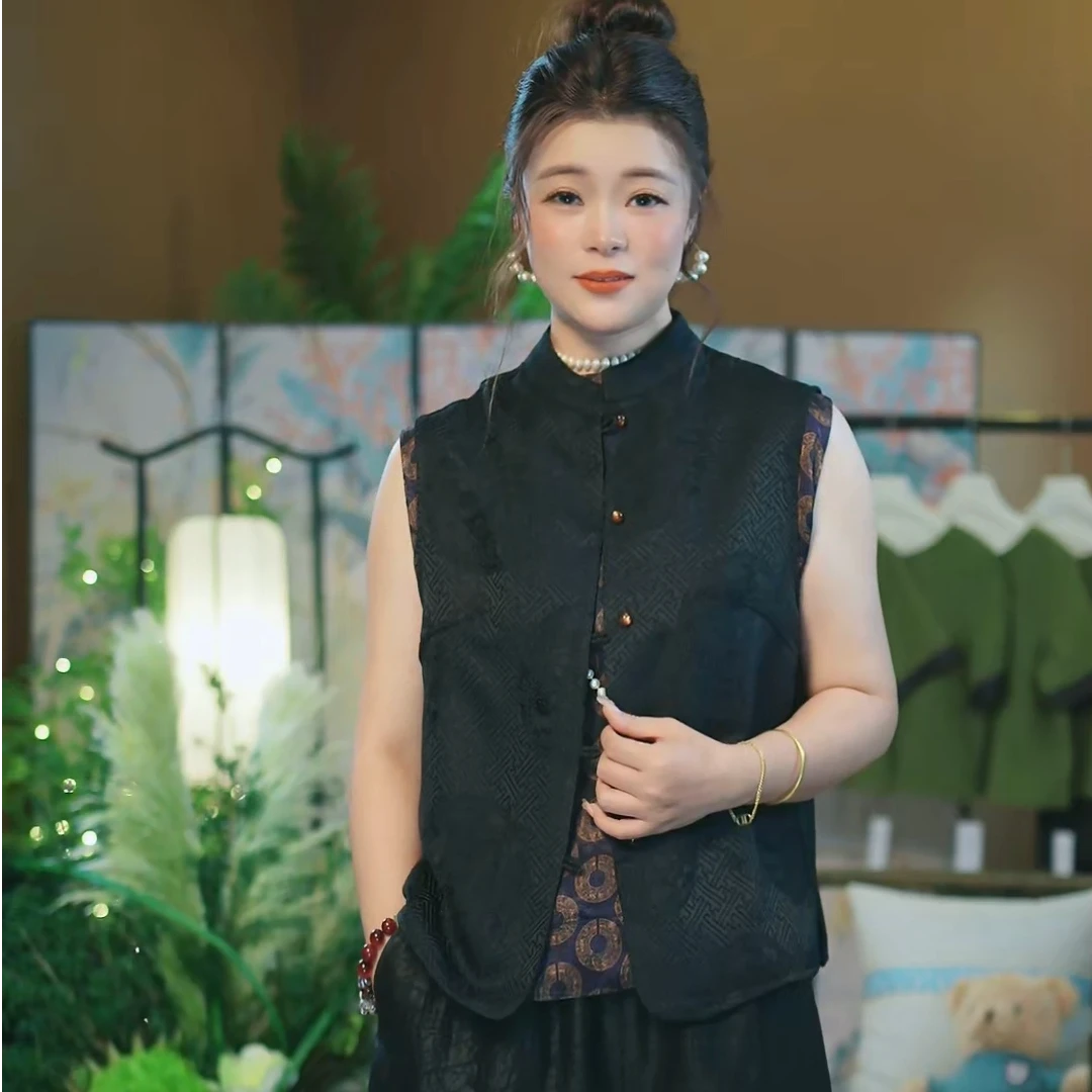 杯子家《中式立领马甲》端庄得体气质优雅大气女款