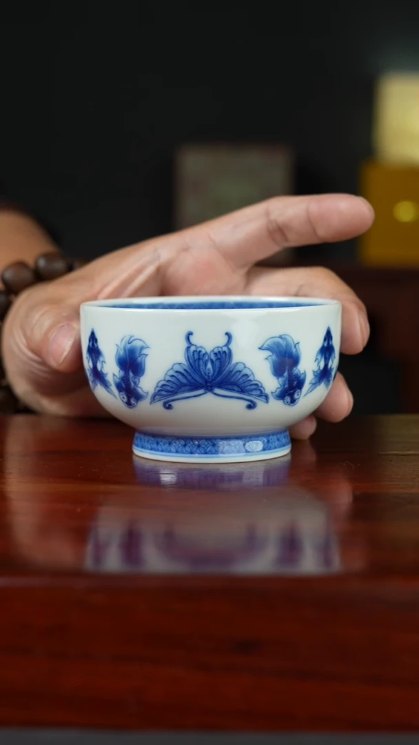 祖传窑真柴窑传承400年蝴蝶锦鲤普洱杯