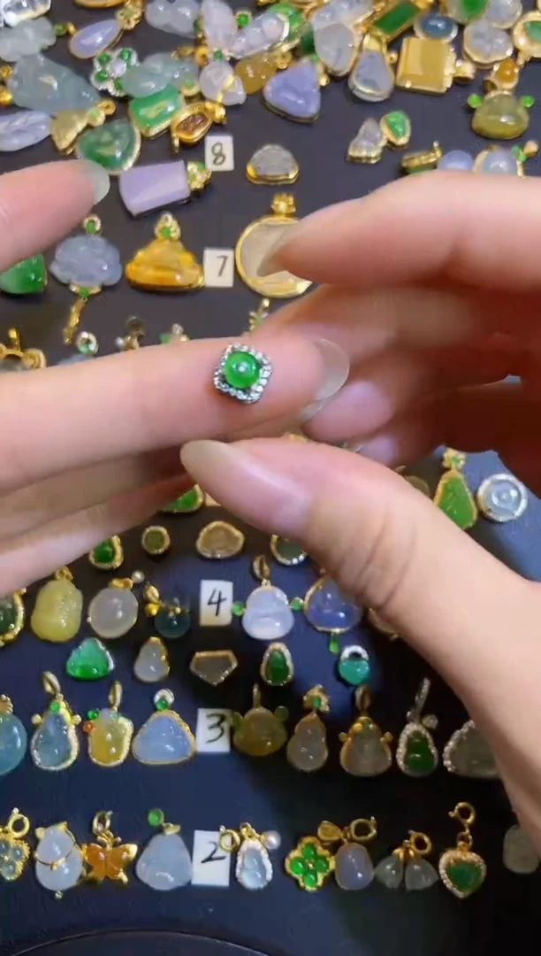 吊坠(不含链)银S925镶嵌翡翠1