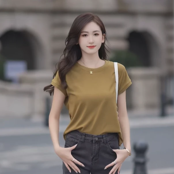 简约纯色飞飞袖设计感圆领短袖夏季打底衫薄款减龄百搭t恤上衣女