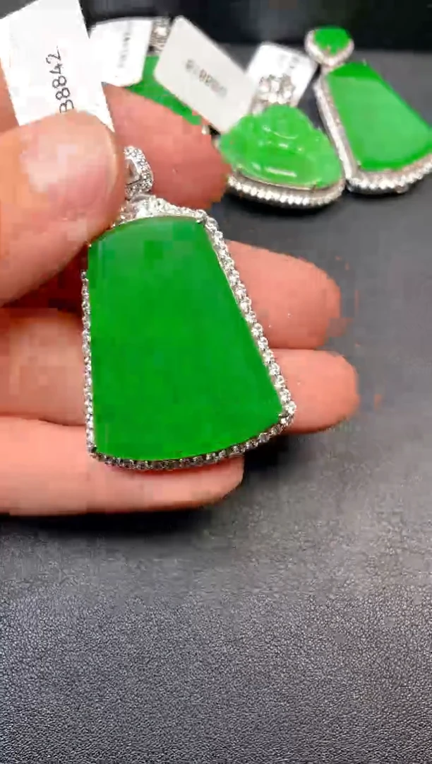 吊坠(不含链)银S925镶嵌翡翠吊坠