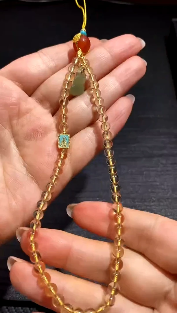 【闪购商品】黄晶手链银S925镶嵌设计款手机连