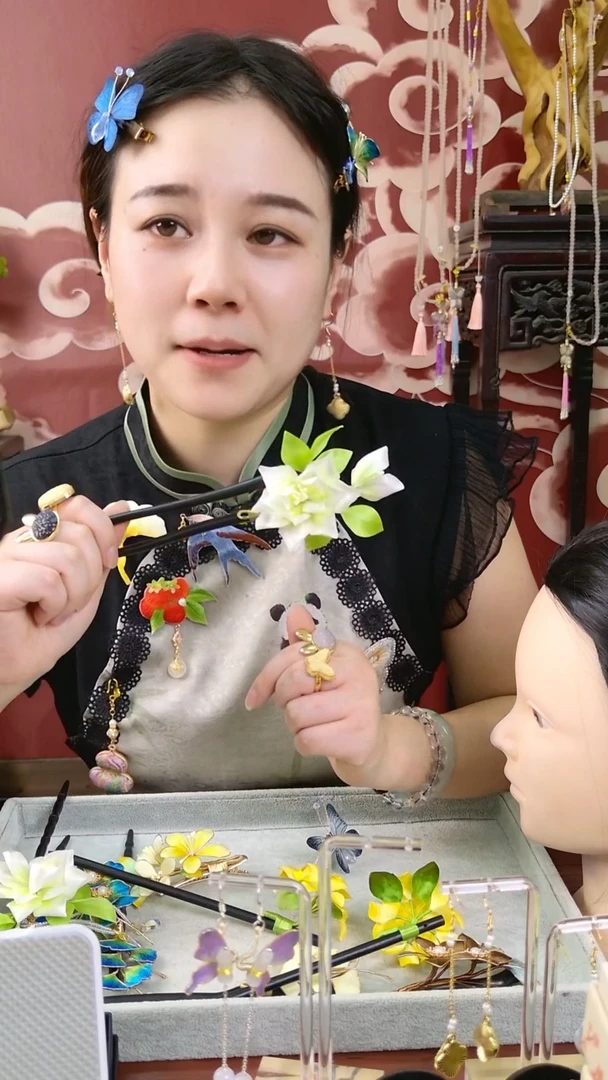 刺绣纯手工绒花发簪