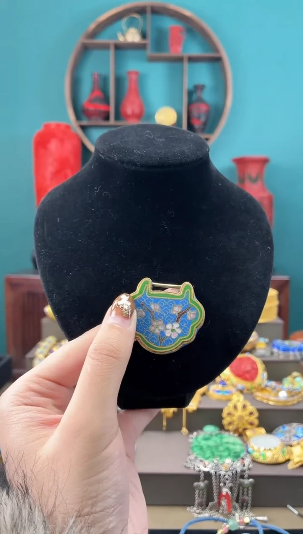 非遗手工景泰蓝吊坠如意锁