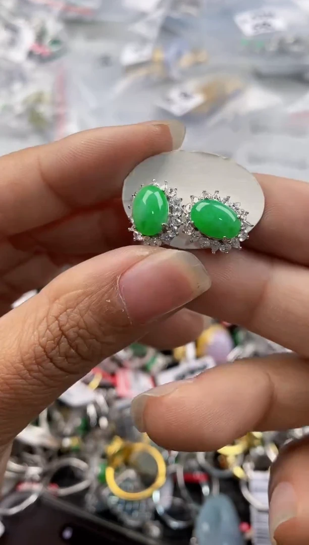 银S925镶嵌戒指翡翠888---10