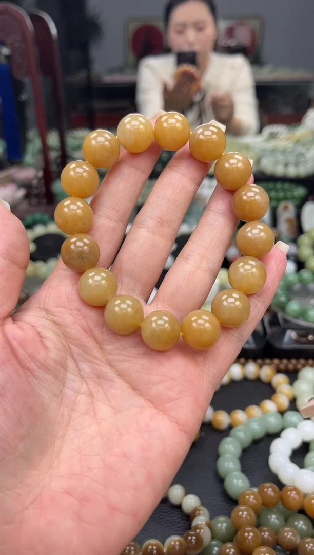 【闪购商品】和田玉手串未镶嵌新疆且末黄金糖卡14