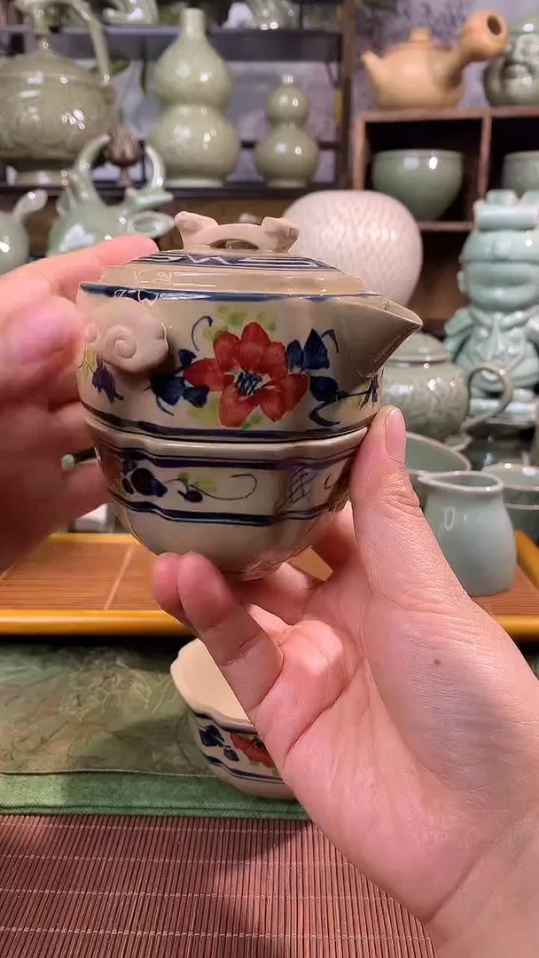 耀州窑姜黄釉快客杯礼盒一只
