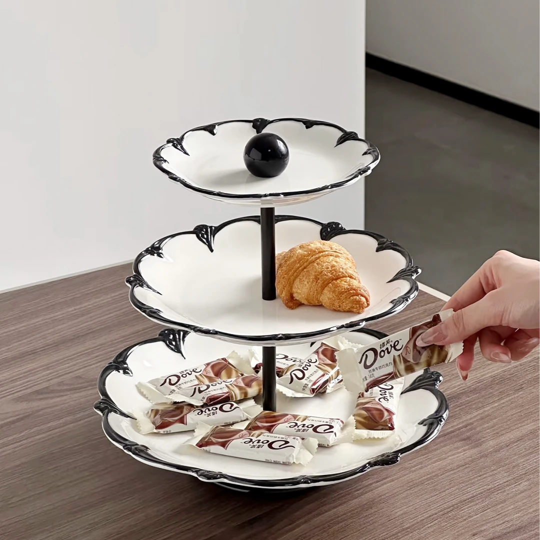 满氛家法式浮雕高脚水果盘客厅茶几家用小精致瓜子糖果盘前台高档