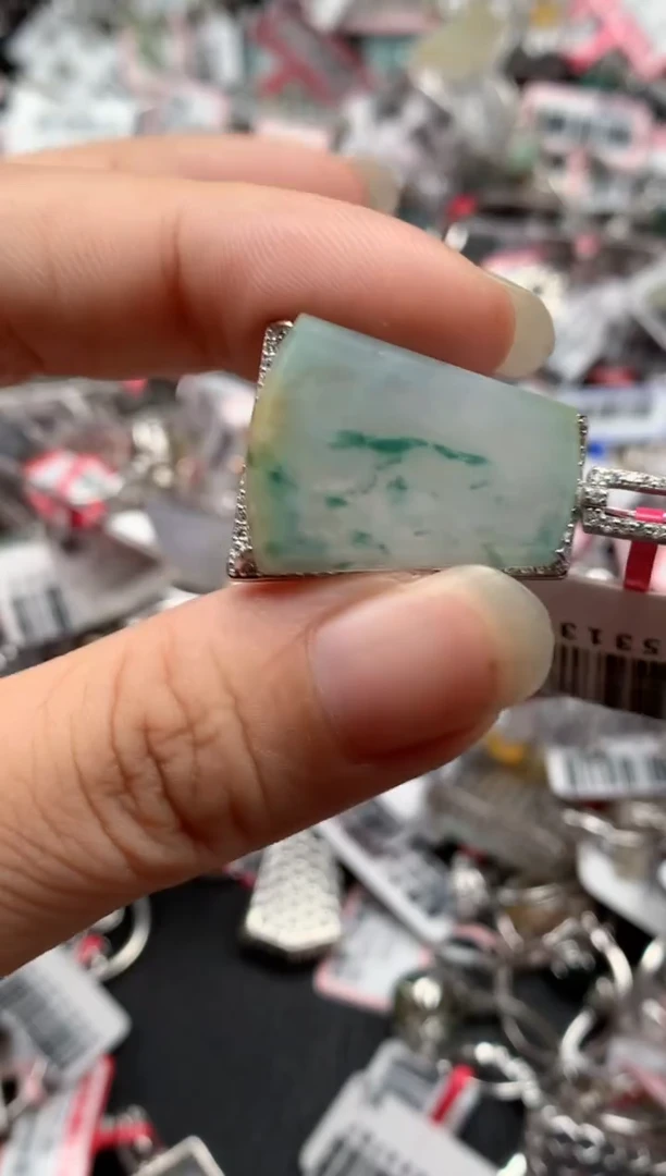 银S925镶嵌戒指翡翠天然A货缅甸翡翠
