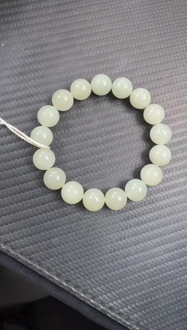 未镶嵌手串和田玉且末近矿微色差卡12圆珠手串