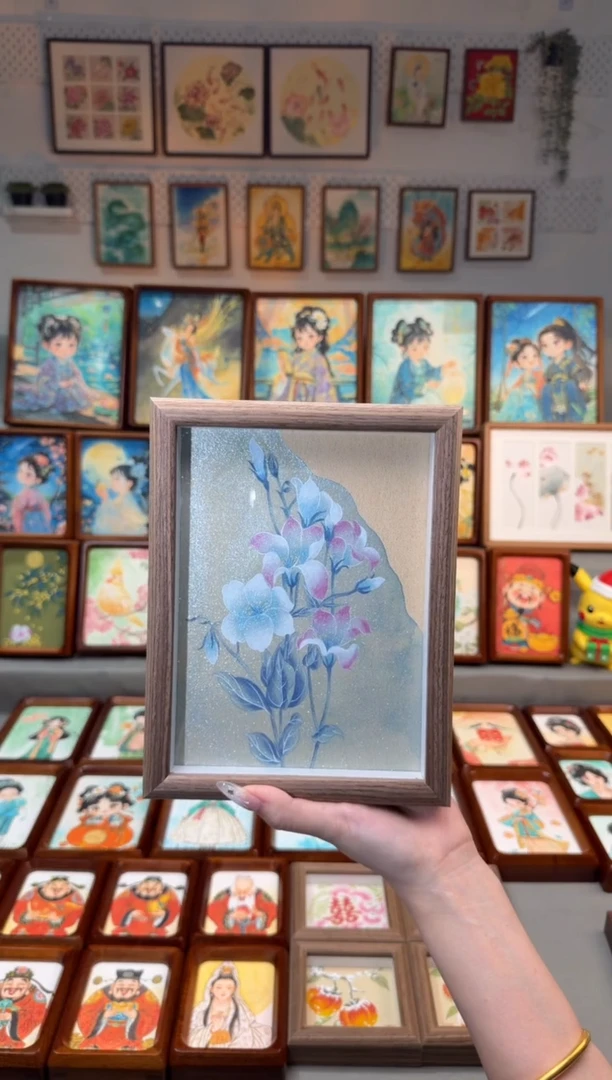 国画桔梗花 手绘国画8寸