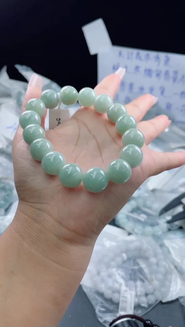 未镶嵌定制翡翠珠串13.6