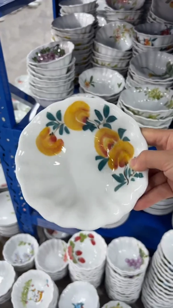 瓷片景德镇高温釉中彩-花边碗