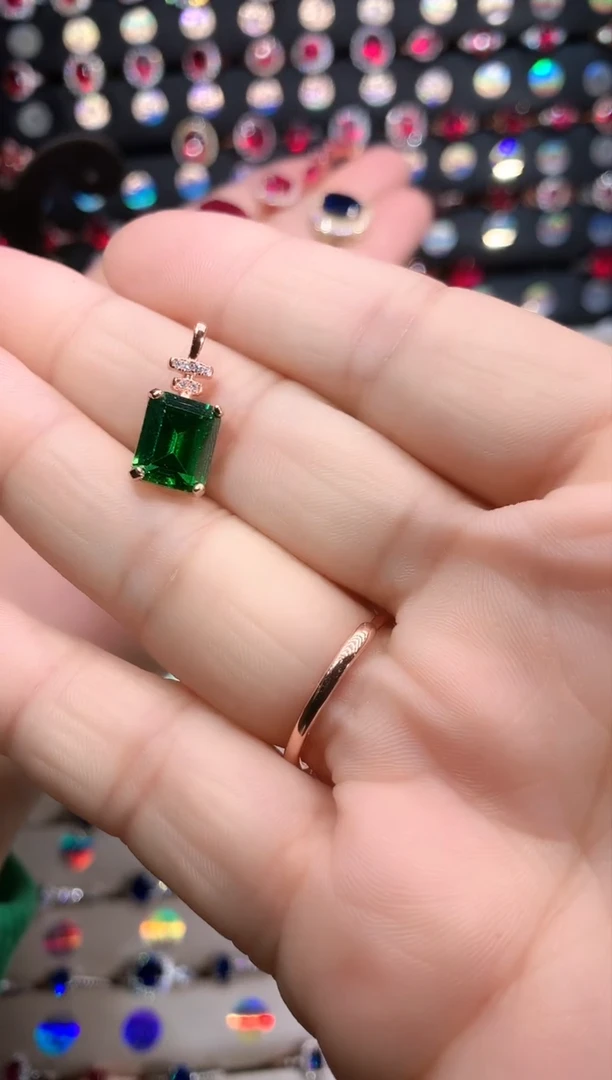 【闪购商品】透辉石吊坠银S925镶嵌玫瑰金