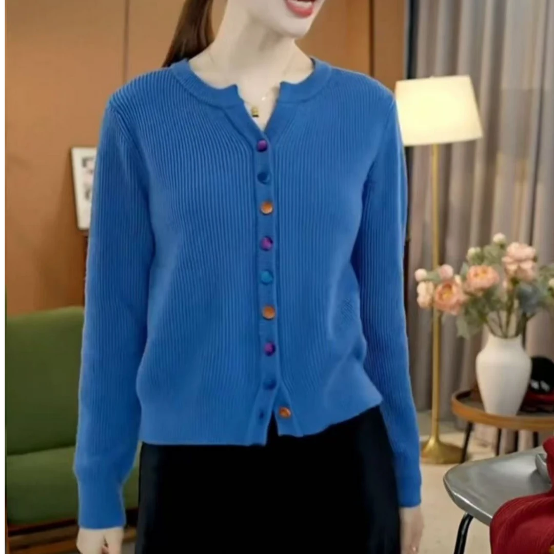 【X3】设计感韩系彩扣开衫毛衣高级感百搭显瘦开衫上衣针织衫
