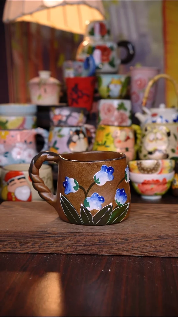 杯子陶泥垚手作 景德镇手工手绘陶瓷器物