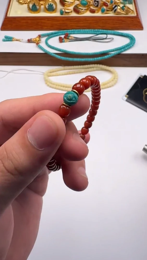 18K金镶嵌南红玛瑙挂件唐***~手串手串
