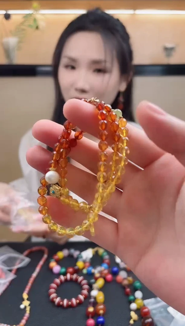 手链琥珀未镶嵌多圈手链默认微瑕，介意勿拍！