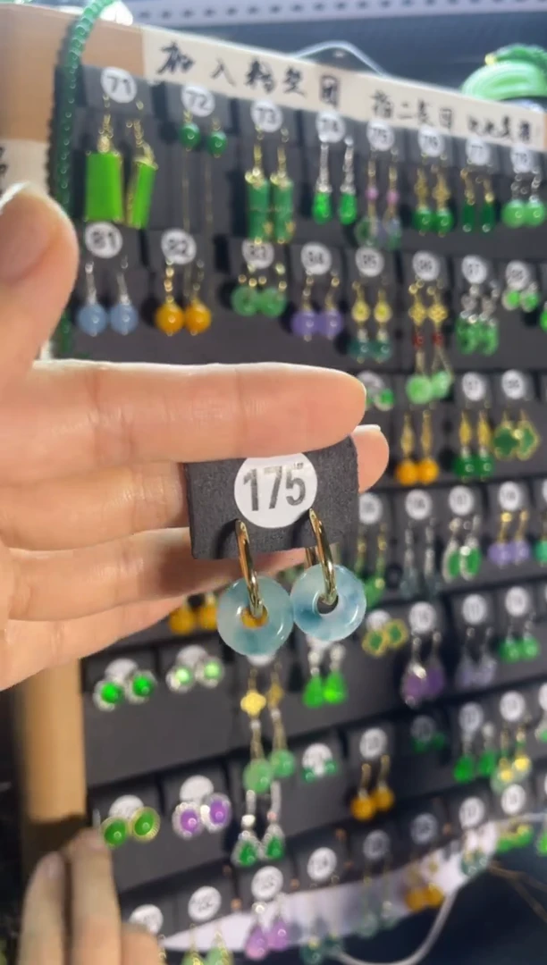 翡翠银S925镶嵌耳饰175