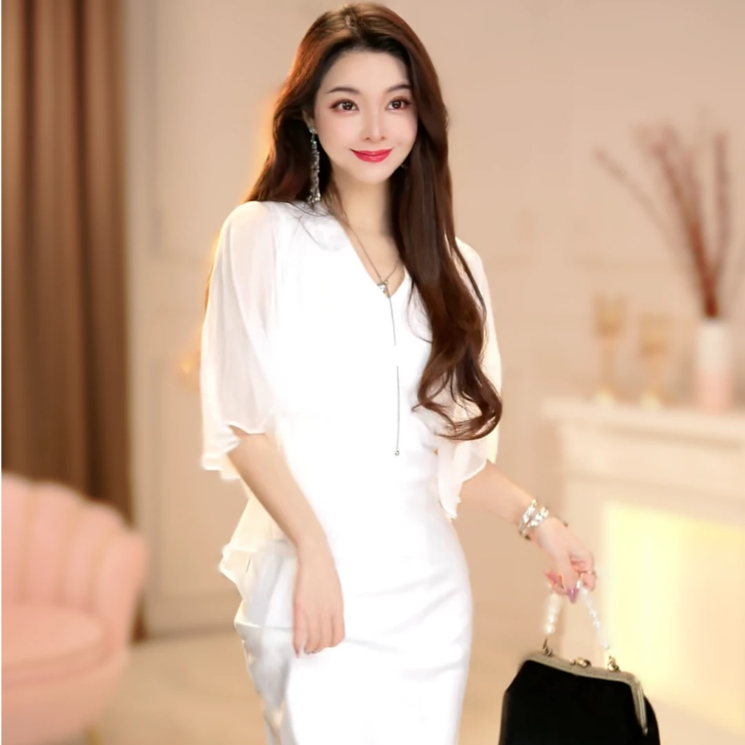 【妍真订制】白月光 夏季气质小众设计感法式简约修身连衣裙-F836