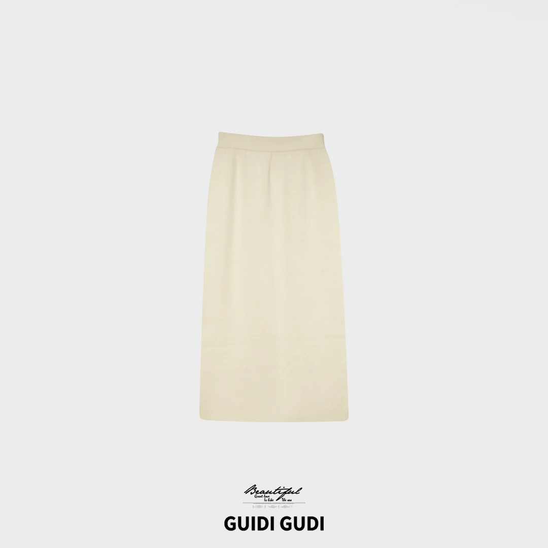 GUIDI GUDI【一盏茶】高级感亲肤柔软休闲风半裙/黄加蓝