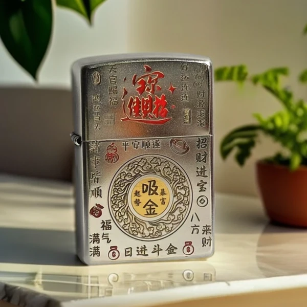 ZIPPO/之宝打火机 205常规 招财吸金 银色 男士 防风  DY9902CY