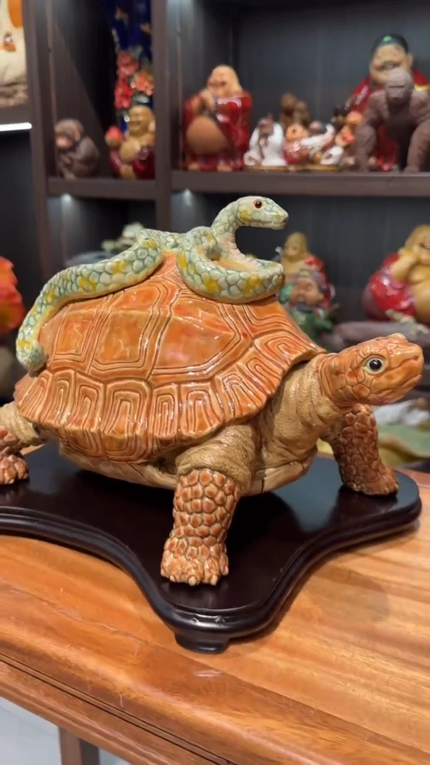 陶瓷月**舟灵蛇献寿一件