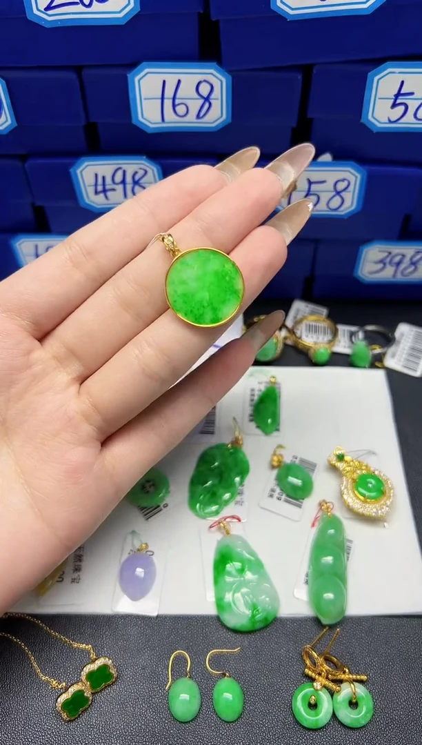 【闪购商品】翡翠颈饰银S925镶嵌Y缅料A货/支持复检/一件