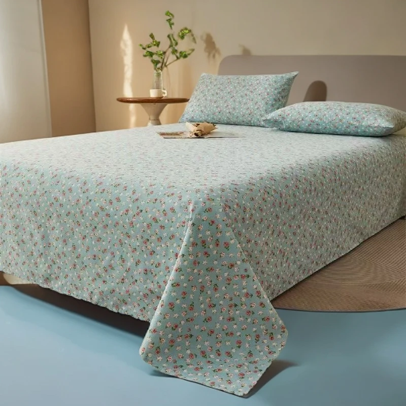 加厚原棉老粗布三件套可作软凉席四季通用透气舒适床单枕套