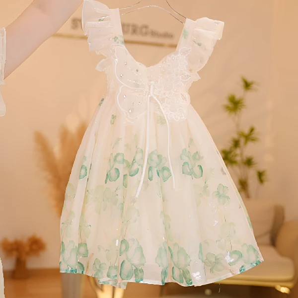 【现货】【Y.d5479】2025夏季新款女童连衣裙女宝日常甜美蓬蓬纱洋气