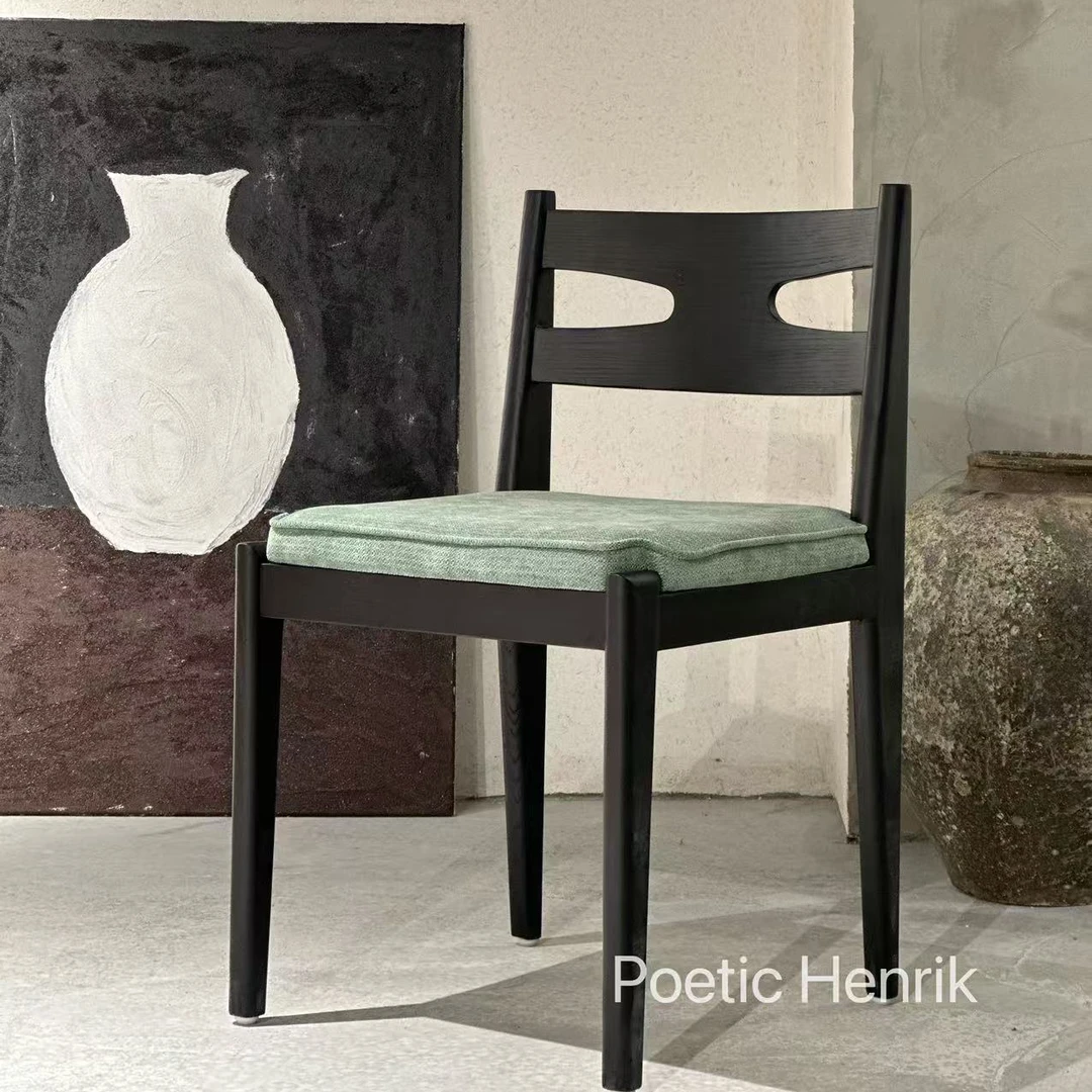 中古实木靠背餐椅家用休闲民宿咖啡创意卧室绳化妆书桌凳餐桌椅