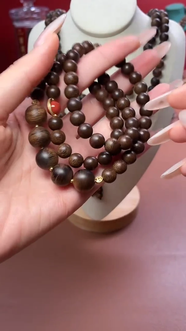 沉香手串沉水越南帝王玉化瘤疤白棋08配玉化瘤疤紫棋12三圈设计