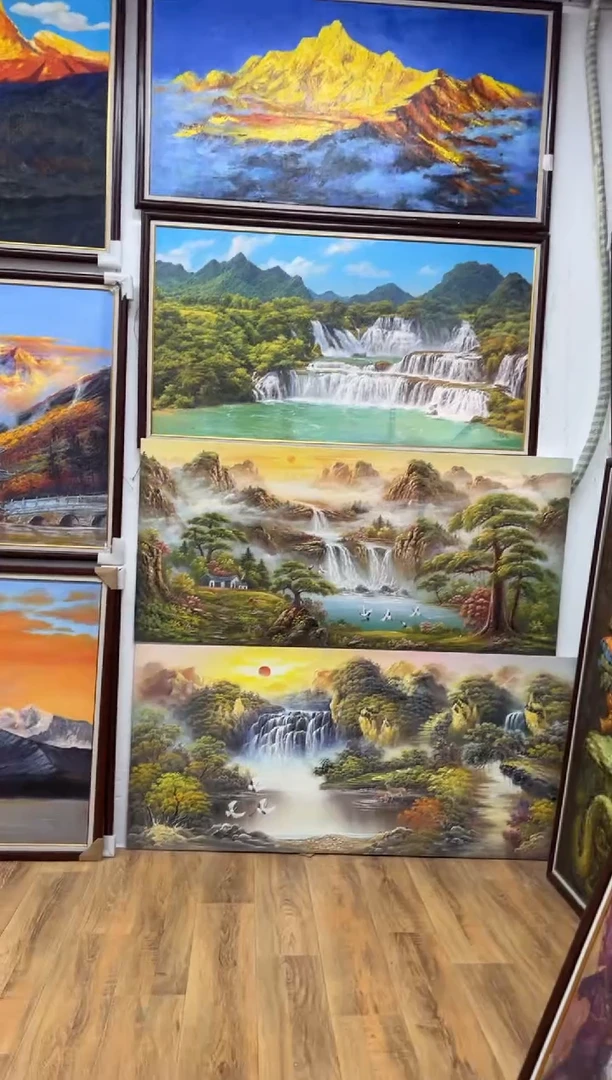 油画山水带框尺寸130*260