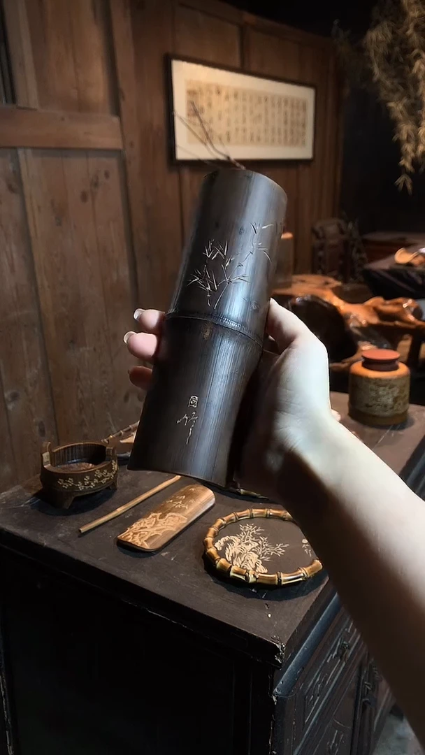 精抛刻竹茶则....