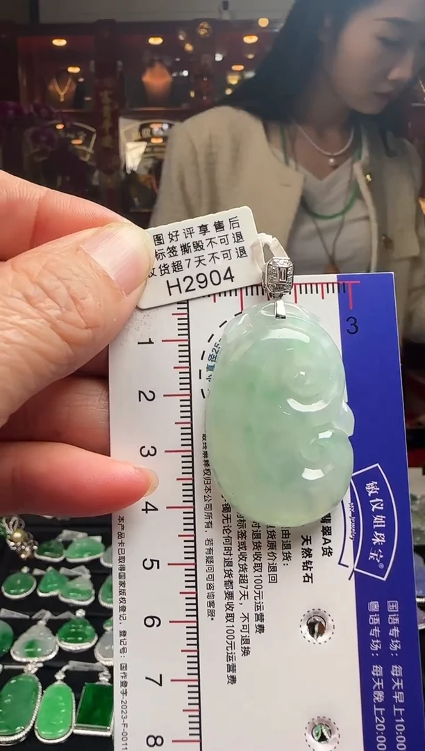 【闪购商品】翡翠颈饰18K金镶嵌H2904冰飘绿如意